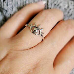 Eye Sterling Silver Ring, Dainty Ring, Evil Eye Ring, Minimalist All Seeing Eye